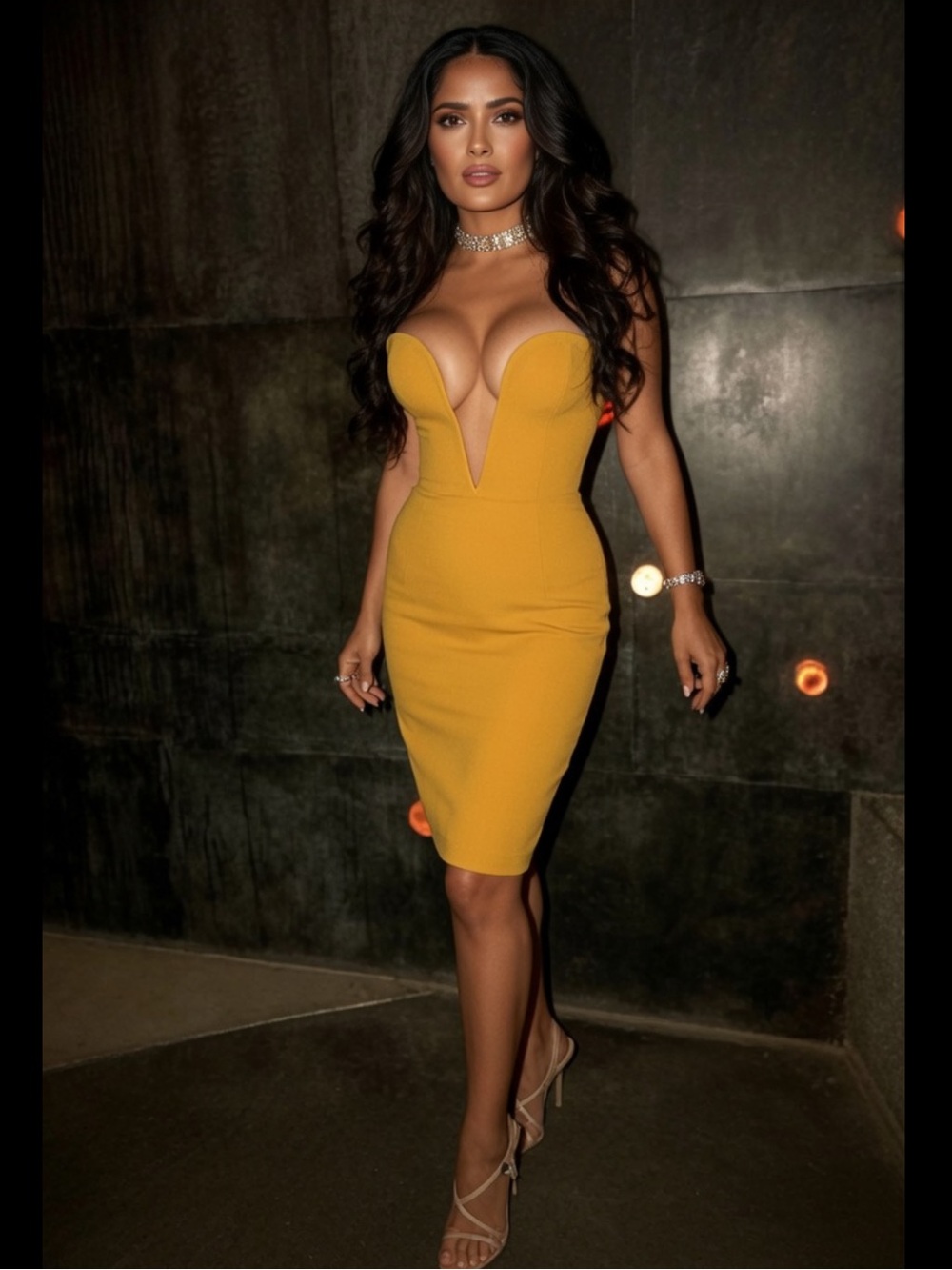 House of CB ‘LAVINIA’ Mustard Off Shoulder Deep Plunge Dress Small US4-6 $195
